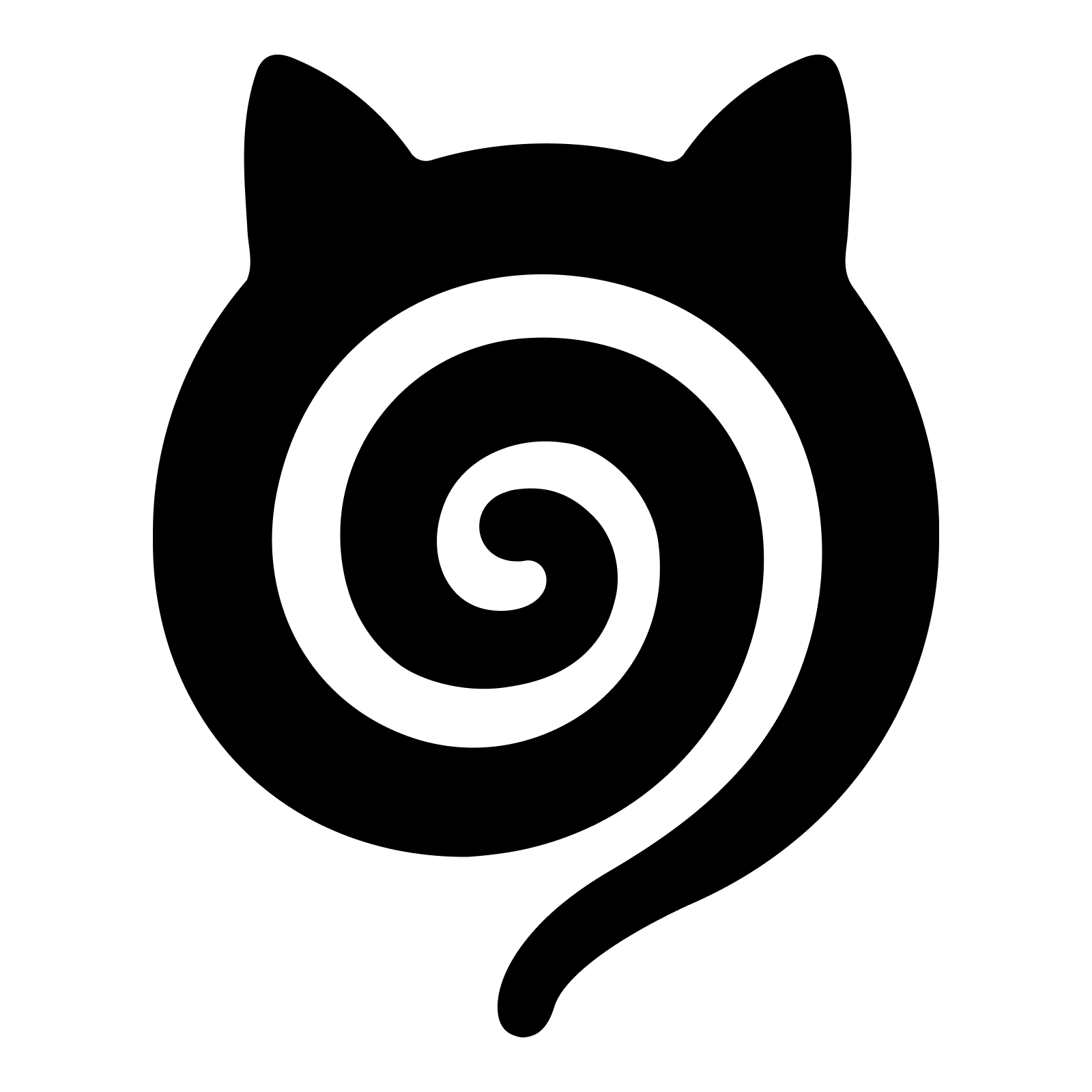 black spiral cat on white